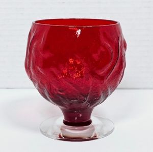 Vintage 1970s Seneca Red Driftwood Footed Glass